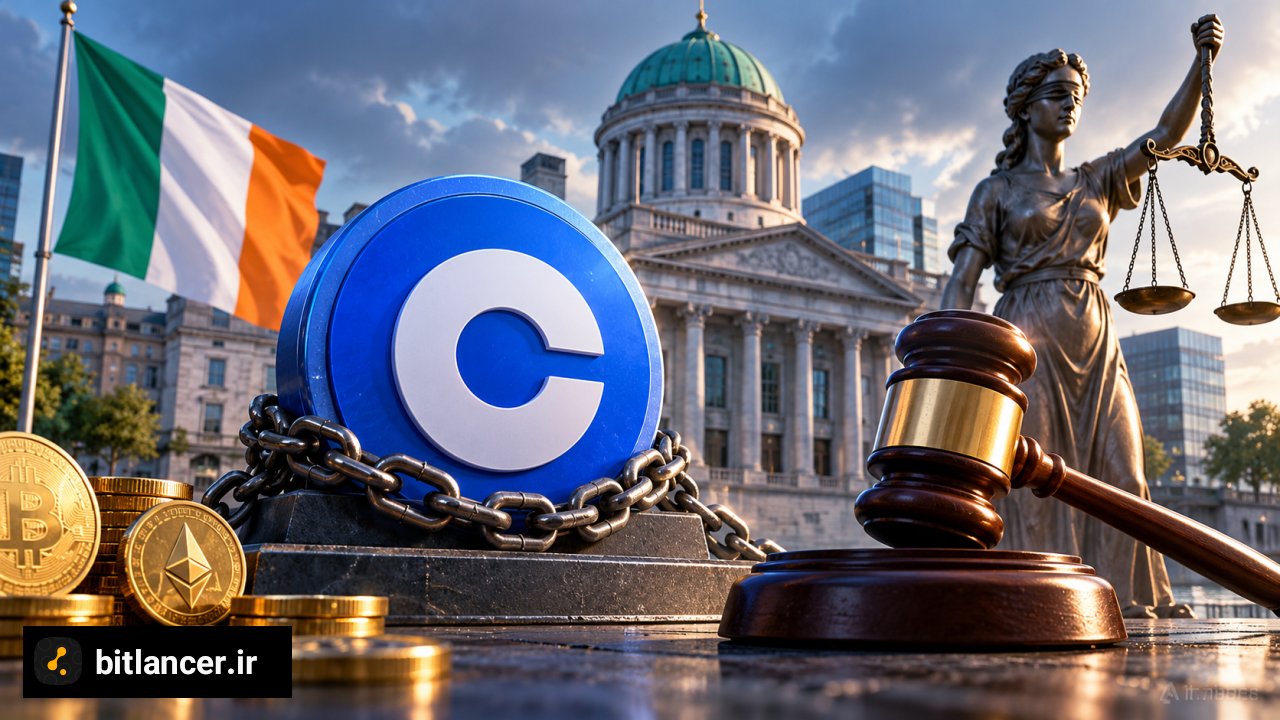 تصویر خبری درباره جریمه ۳.۶ میلیون دلاری شعبه ایرلندی صرافی کوینبیس توسط بانک مرکزی ایرلند